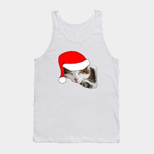 Christmas Cat in a Santa Hat Tank Top